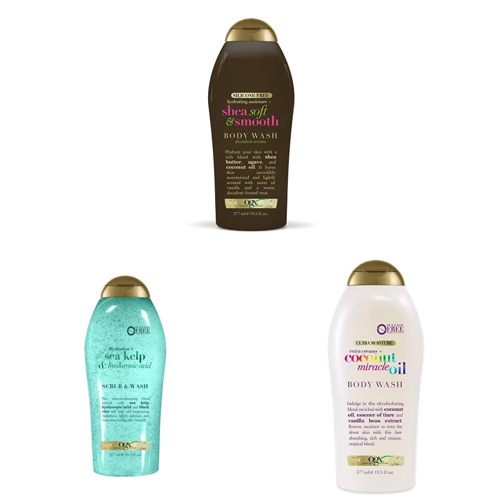 Ogx Hydrating Moisture + Shea Soft & Smooth Body Wash, Coconut, 19.5 Fl