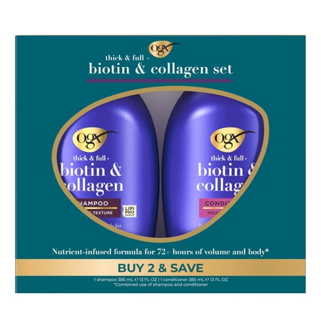 OGX Thick & Full + Biotin & Collagen Shampoo/Conditioner Set, 2PK