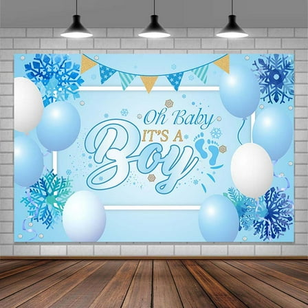 Oh Baby Backdrop It's a Boy Backdrop Background Blue Snow Balloon Photo Backdrop Baby Sex Reveal Party Backdrop Decoration Baby Shower Photograph Backdrop Winter Newborn Birthday Background 6X4FT