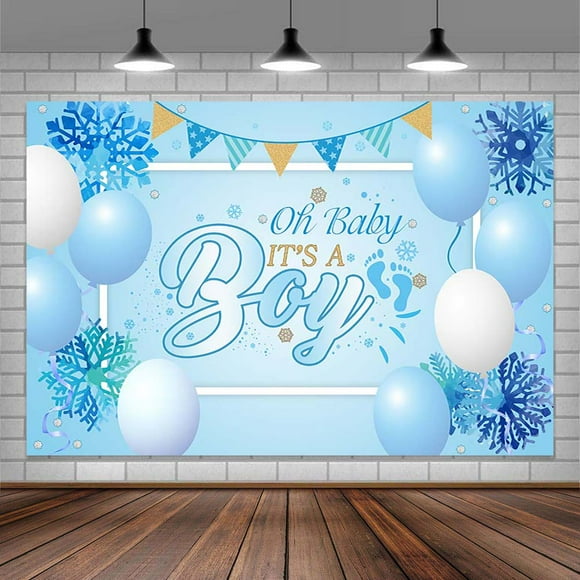 Oh Baby Backdrop It's a Boy Backdrop Background Blue Snow Balloon Photo Backdrop Baby Sex Reveal Party Backdrop Decoration Baby Shower Photograph Backdrop Winter Newborn Birthday Background 6X4FT