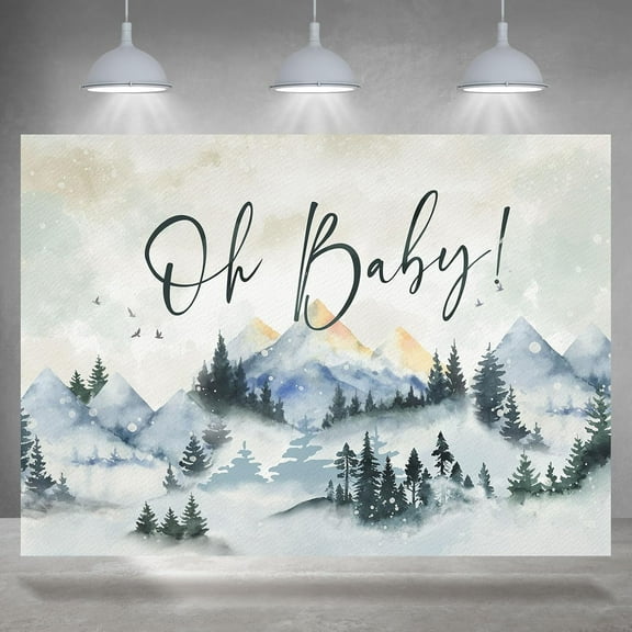 Oh Baby Backdrop for Boys Pine Tree Wilderness Adventure Woodland Baby Shower Photography Background Kids Newborn Party Decoration Supplies Favors Banner Photo Booth Studio Props