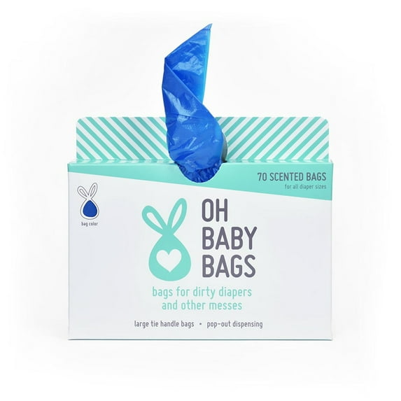 Oh Baby Bags Disposable Dirty Diaper Bags, 70 Cented Bags, Blue