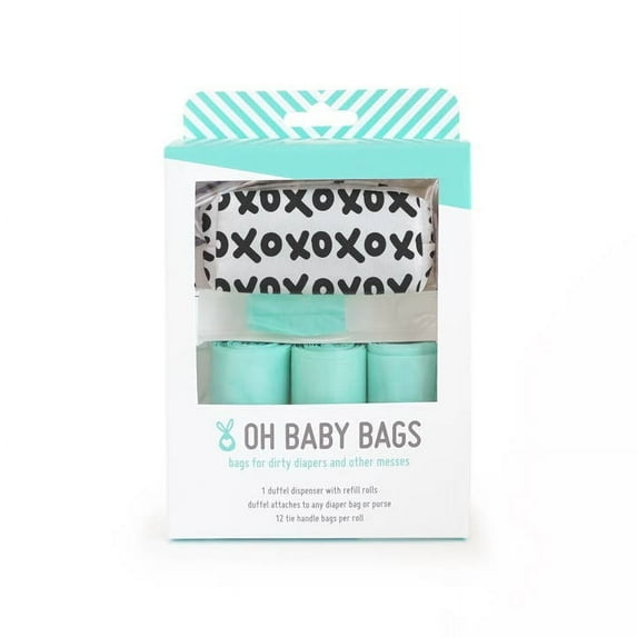 Oh Baby Bags Duffel Dispenser Gift Box, White w/Black XO