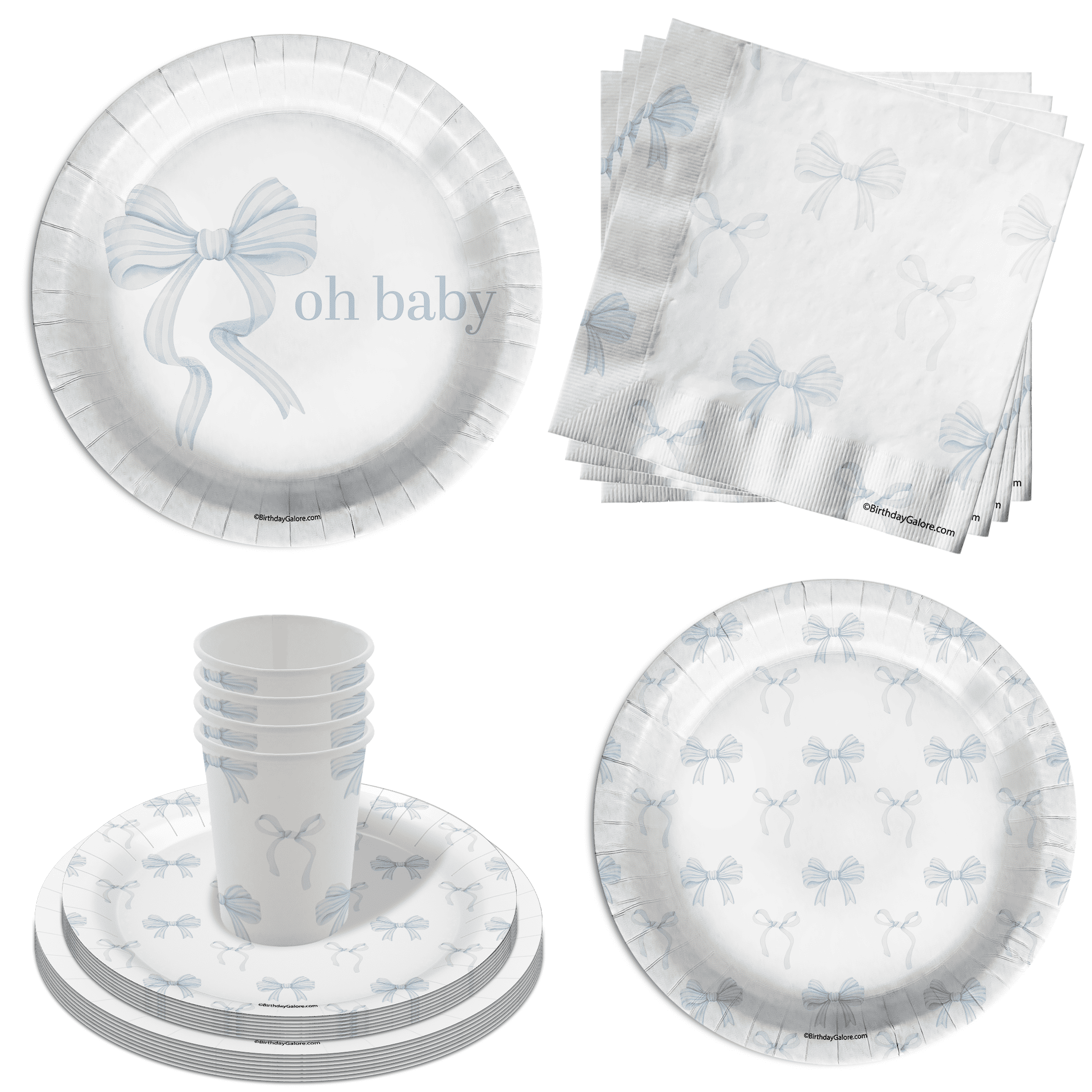 Amazon.com: Vyntra 350 Pcs Pink and Blue Disposable Paper  Baby shower dinner plates cake plates napkins display picture 1