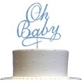 thumbnail image 1 of Oh Baby Blue Glitter Elegant Cake Topper, Baby Shower Party Decoration, Sturdy Doubled Sided Glitter, Acrylic Stick. Made in USA, 1 of 4