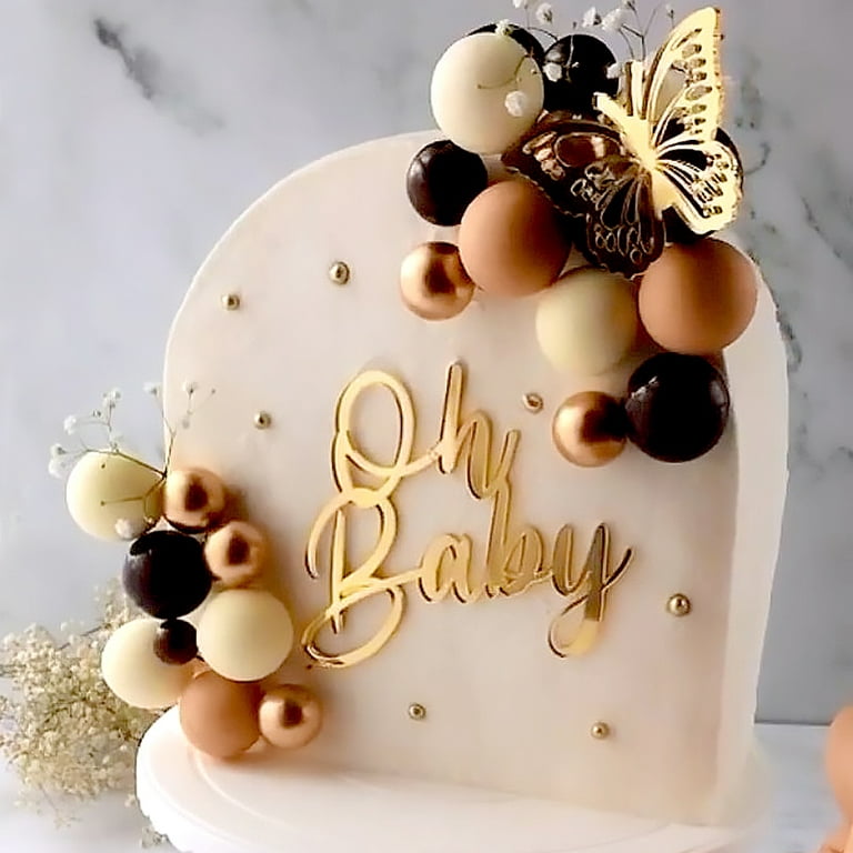 Happy Birthday Cake Topper - Birthday Party Decorations, Mirror Gold Acrylic