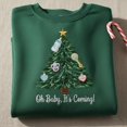 thumbnail image 1 of Oh Baby It's Coming Embroidered Sweatshirt, Christmas Pregnancy Announcement Shirt, Baby Reveal Holiday Crewneck, 1 of 4