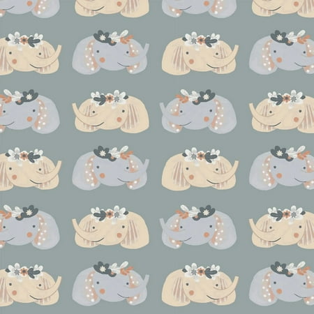 Oh Baby It's a Wild World Elephant Nursery Baby Childrens in Gray Cotton Fabric by the Yard Multi