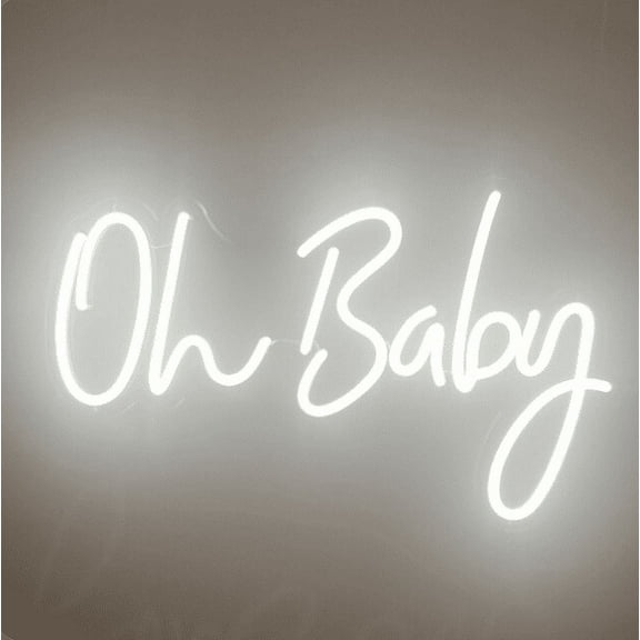 Oh Baby Neon Sign Letter Light Up Sign for Wall White Led Oh Baby Neon Light for Baby Nursery Bedroom Club Bar Wedding Party Christmas