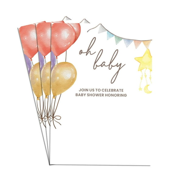 Oh Baby Party Elegant Baby Shower Invitations Card High-Quality Set of 50 5x7 in Perfect for Boy & Girl