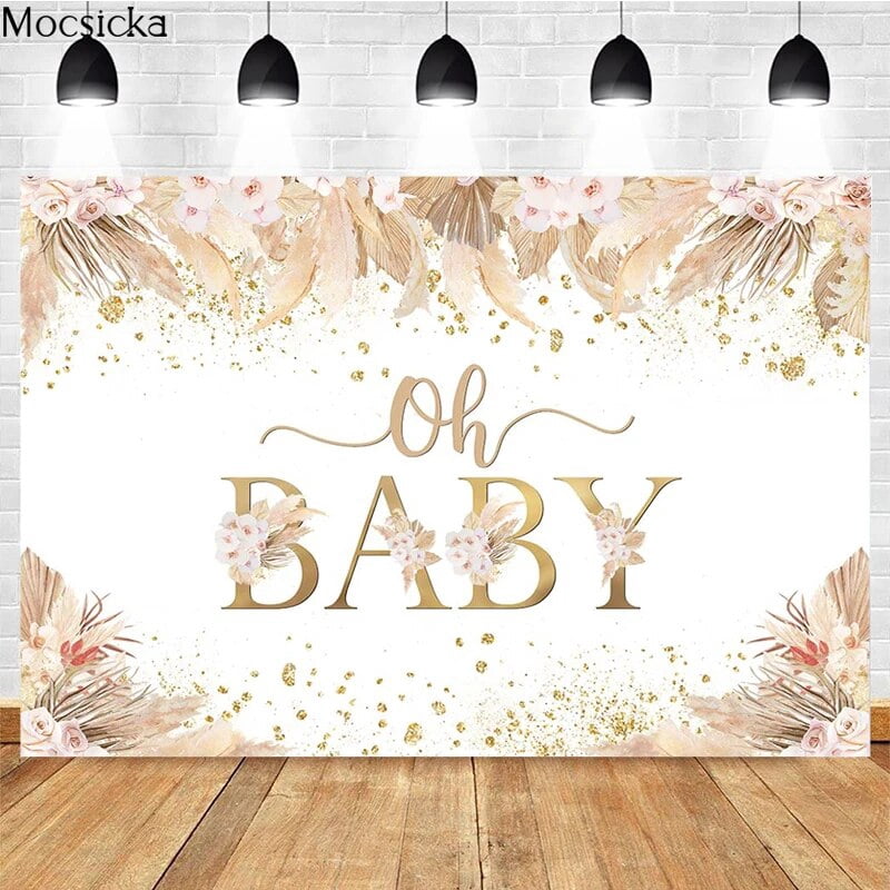 Oh Baby Photography Backdrops Newborn Shower Photo Backgrounds Feather ...