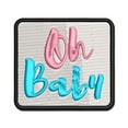 thumbnail image 1 of Oh Baby Script Shower Pregnancy Applique Multi-Color Embroidered Iron-On Patch - 2.5 Inch Small, 1 of 5