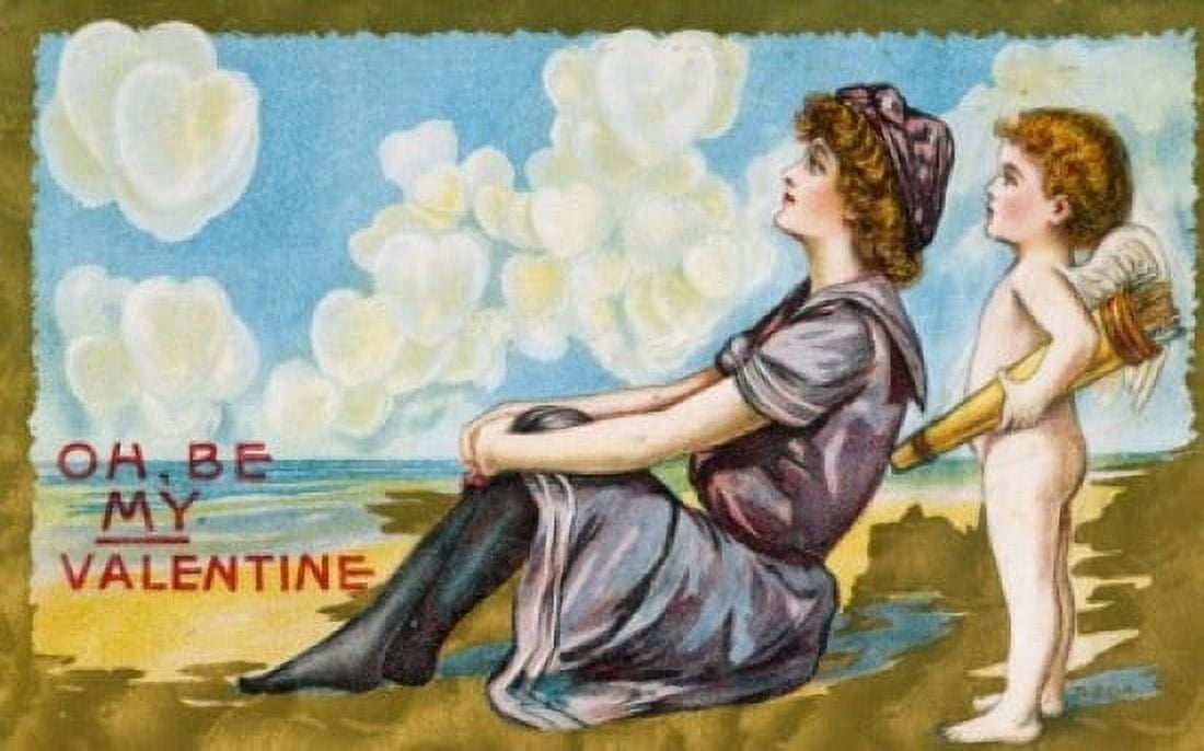 Oh Be My Valentine Nostalgia Cards 1900 Canvas Art - (24 x 36)