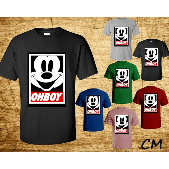 Oh Boy Funny Graffiti Shirt Jumper Disobey Obey Mens Tee Outfit Color Pink 3X-Large
