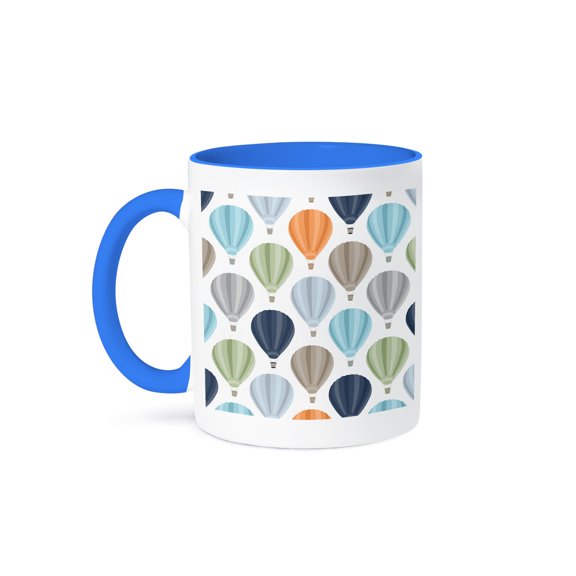 3drose, Oh Boy Hot Air Balloon Pattern, 11oz Two-tone Blue Mug