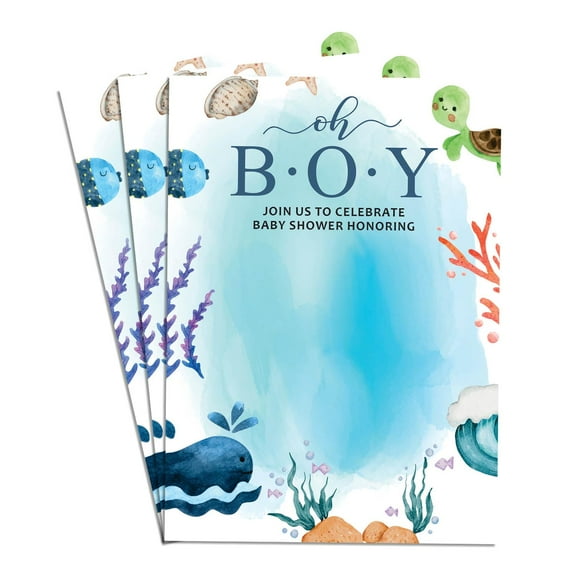 Oh Boy Sea Creature Charming Baby Shower Invitation Elegant & Fun Designs for Boys 50 Card Perfect for Baby Celebration 4x6 in