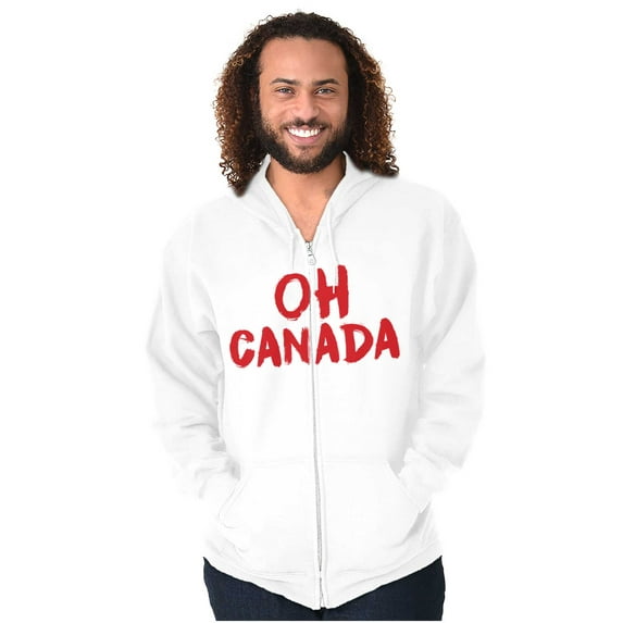 Oh Canada National Anthem CAN Native Unisex Fleece Graphic Zip Up Hoodie Brisco Brands 3X
