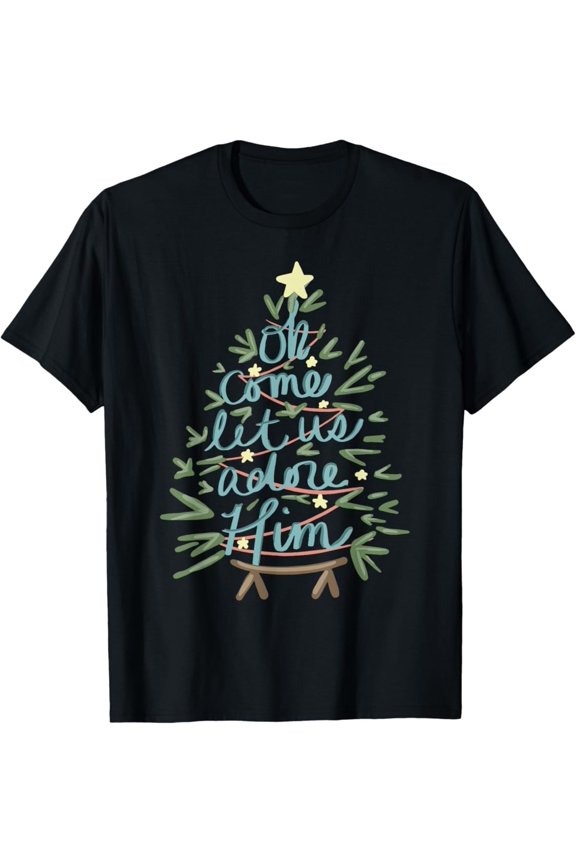 Oh Come Let Us Adore Him Christian Jesus Pajamas T-Shirt