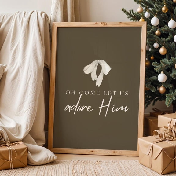 Oh Come Let Us Adore Him, Neutral Wall Art, Minimalscripture Print, Christian Decor Home Decor #186, Unframed Poster Size 8x12