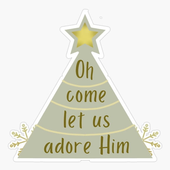 Oh Come Let Us Adore Him Religious Christmas Nativity Sticker