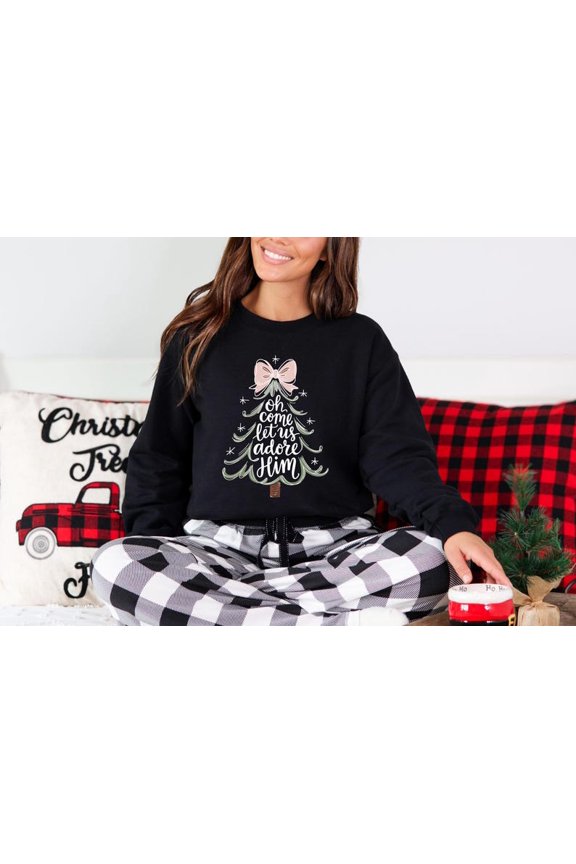 Oh Come Let Us Adore Him Winter Sweatshirt: Christian Tee All Size S-5Xl