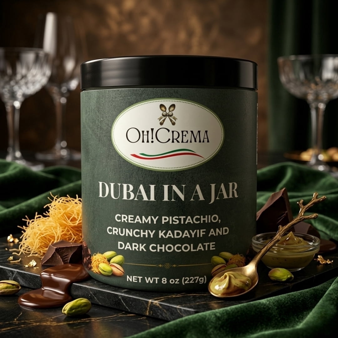 Oh! Crema Dubai in a Jar – Handcrafted - Creamy Pistachio with Kadayıf & Dark Chocolate