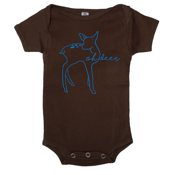 Oh Deer Baby One piece bodysuit, Deep Romper, Infant Jumpsuit - Espresso CA165DEER S1 3-6