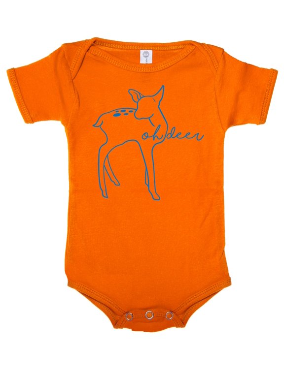 Oh Deer Baby One piece bodysuit, Deep Romper, Infant Jumpsuit - Orange CA165DEER S1 18-24