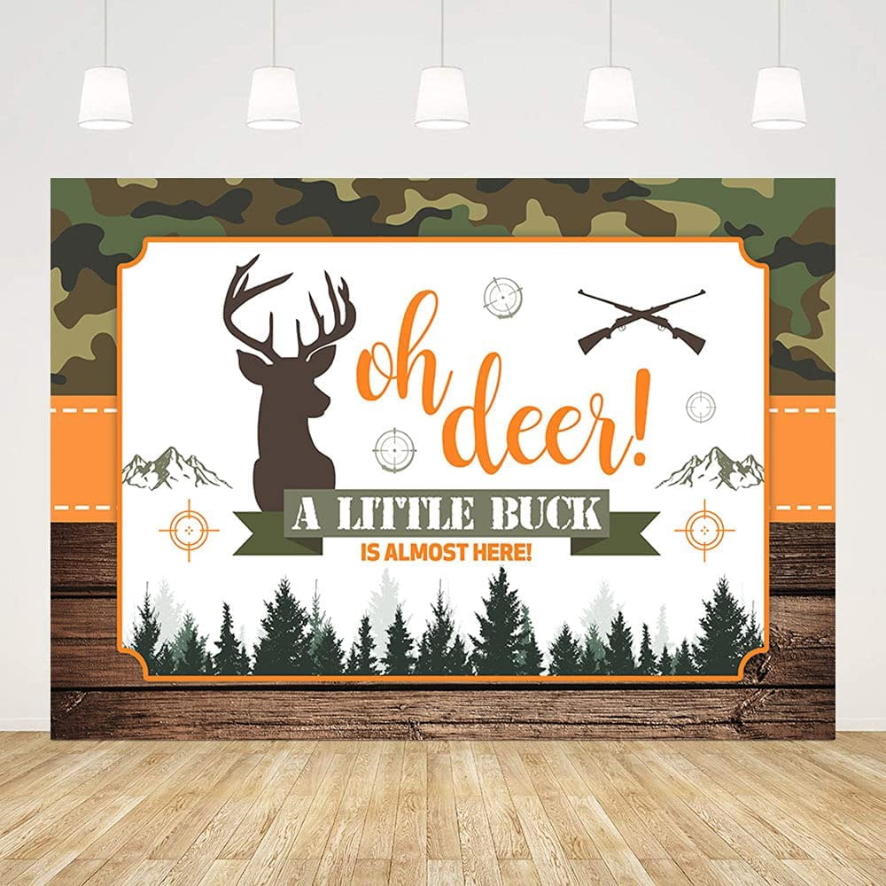 Oh Deer Baby Shower Backdrop A Little Buck is Almost Here Baby Shower ...
