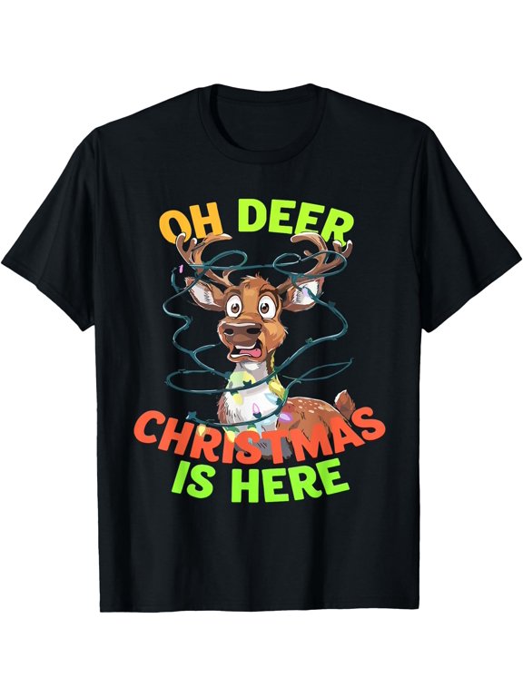 Oh Deer Christmas Is Here Holiday Funny Christmas Reindeer T-Shirt
