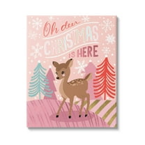 Oh Deer Christmas Is Here Phrase Holiday Graphic Art Gallery Wrapped Canvas Print Wall Art