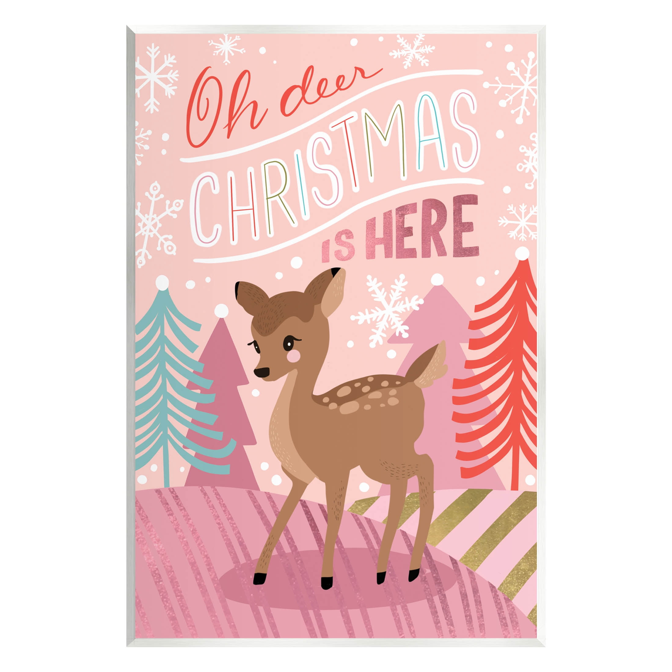 Oh Deer Christmas Is Here Phrase Holiday Graphic Art Unframed Art Print Wall Art