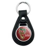 Oh Deer Dear Christmas Holidays Funny Black Leather Keychain