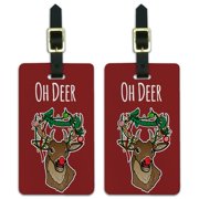Oh Deer Dear Christmas Holidays Funny Luggage ID Tags Suitcase Carry-On Cards - Set of 2