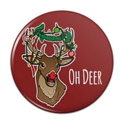Oh Deer Dear Christmas Holidays Funny Pinback Button Pin