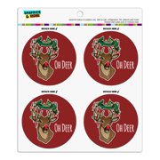 Oh Deer Dear Christmas Holidays Funny Refrigerator Fridge Locker Vinyl Circle Magnet Set