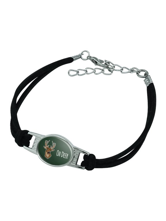 Oh Deer Dear Funny Novelty Suede Leather Metal Bracelet