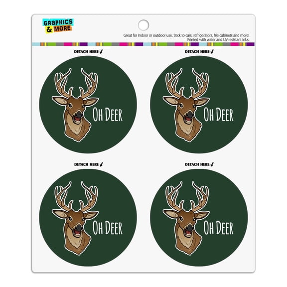 Oh Deer Dear Funny Refrigerator Fridge Locker Vinyl Circle Magnet Set