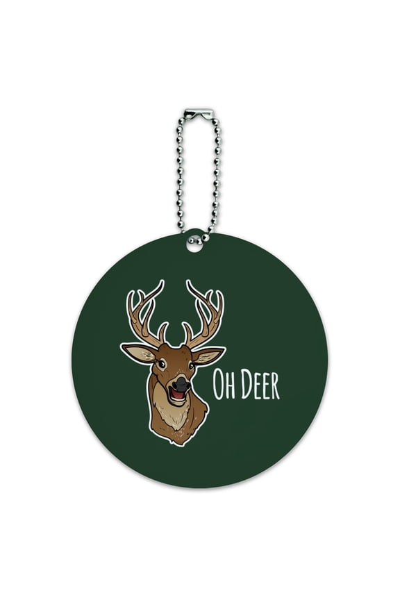 Oh Deer Dear Funny Round Luggage ID Tag Card Suitcase Carry-On