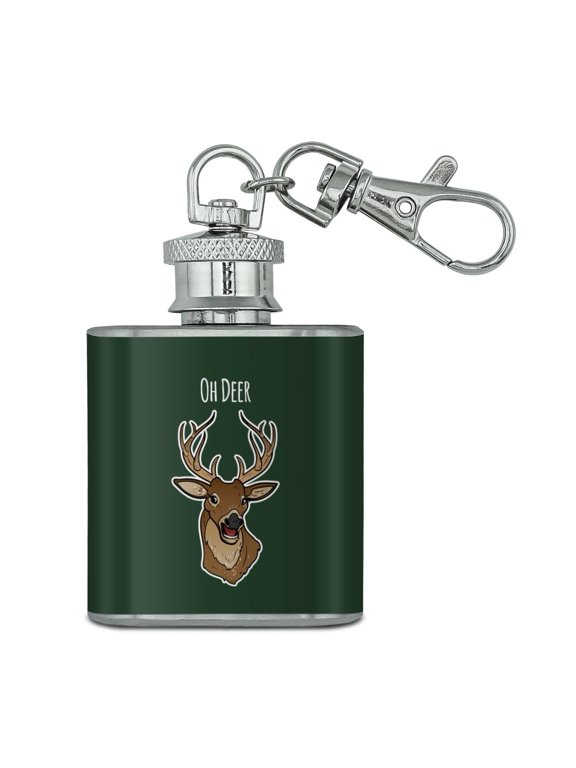Oh Deer Dear Funny Stainless Steel 1oz Mini Flask Key Chain