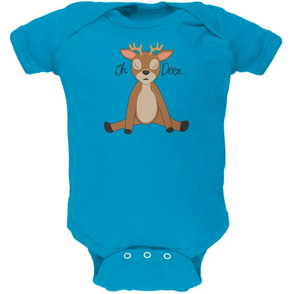 Oh Deer Funny Pun Cute Soft Baby One Piece Turquoise 9-12 M