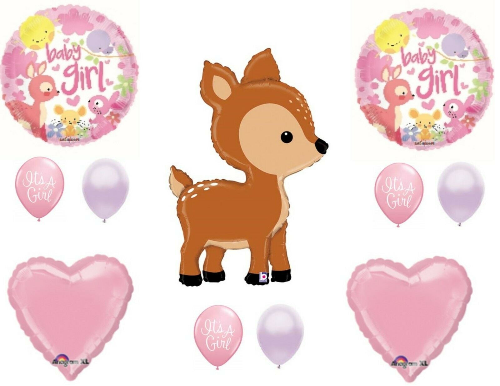 Oh Deer It's A Girl Baby Shower Balloons Decoration Supplies Woodland Forrest