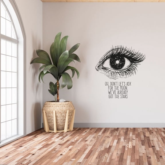 Oh Dont Lets Ask For The Moon Weve Already Got The Stars Quote Vinyl Universe Eyes Design Wall Sticker Art Decal Boys Girls Kids Room Design Bedroom Home Decor Stickers Decoration Size (20x18 inch)