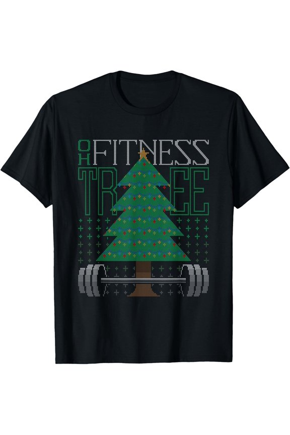 Oh Fitness Tree Christmas Workout Xmas Gym Weight Lifting T-Shirt , Vintage T-Shirt