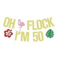 thumbnail image 1 of Oh Flock I’m 50 Banner, Happy 50th Birthday Hanging Decorations, Cheers to 50 Years, Summer Flamingo Hawaiian Luau Tropical Aloha 50 Years Old Birthday Anniversary Party Decorations Supplies, 1 of 2