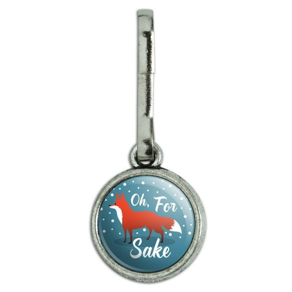Oh For Fox Sake Funny on Teal Antiqued Charm Clothes Purse Suitcase Backpack Zipper Pull Aid