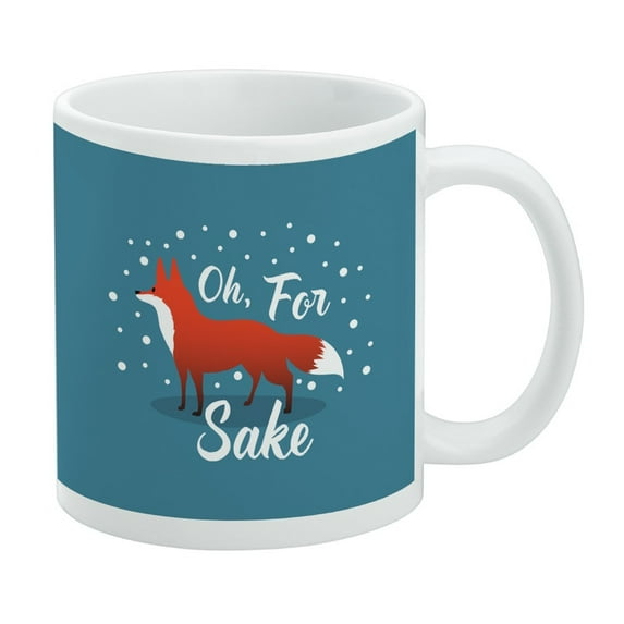 Oh For Fox Sake Funny on Teal White Mug