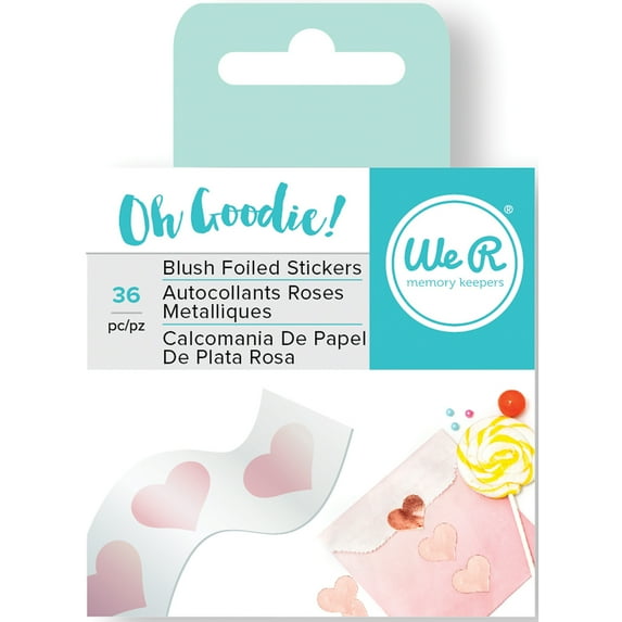 Oh Goodie! Foil Stickers 36/Roll-Blush Heart, Pk 3, We R Memory Keepers