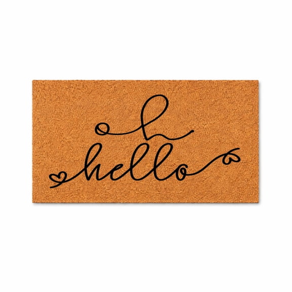 Hello Script Welcome Doormat, Front Door Entry Mat, Indoor Outdoor Doormat (16x24 inches) WoodByStu 1724