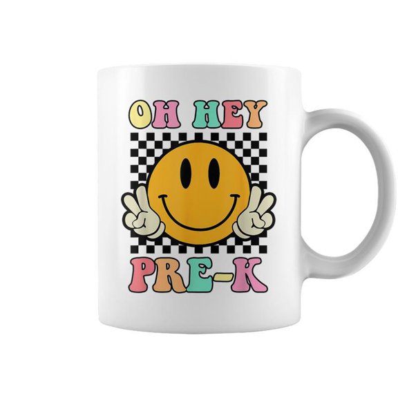 Oh Hey PreK Hippie Smile Face Retro Back To School Coffee Mugs